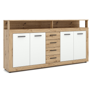 Komoda z Szufladami Duża Do Salonu Przedpokoju Dąb Biały BLAGO 190 cm 940162 Komoda z Szufladami Duża Do Salonu Przedpokoju Dąb Biały BLAGO 190 cm 940162