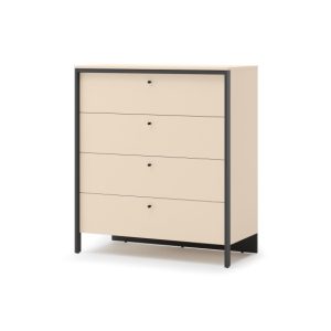 Komoda z szufladami ENNA do sypialni z oświetleniem LED beżowy + czarny 683951 Komoda z szufladami ENNA do sypialni z oświetleniem LED beżowy + czarny 683951