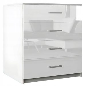 Komoda z szufladami MDF do sypialni salonu Lana Biała Biały Połysk 771726 Komoda z szufladami MDF do sypialni salonu Lana Biała Biały Połysk 771726