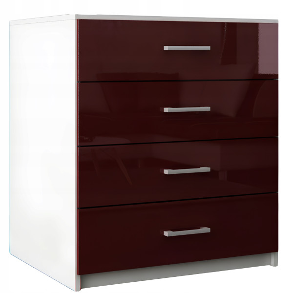 Komoda z szufladami MDF do sypialni salonu Lana Biała Bordo Połysk 771716