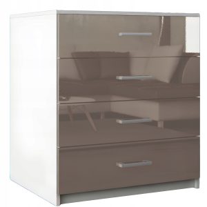 Komoda z szufladami MDF do sypialni salonu Lana Biała Cappucino Połysk 771718 Komoda z szufladami MDF do sypialni salonu Lana Biała Cappucino Połysk 771718
