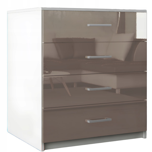 Komoda z szufladami MDF do sypialni salonu Lana Biała Cappucino Połysk 771718