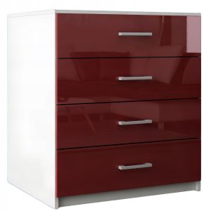 Komoda z szufladami MDF do sypialni salonu Lana Biała Czerwony Połysk 771719 Komoda z szufladami MDF do sypialni salonu Lana Biała Czerwony Połysk 771719
