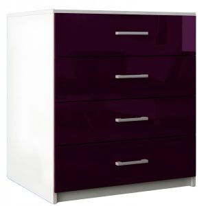 Komoda z szufladami MDF do sypialni salonu Lana Biała Fiolet Połysk 771722 Komoda z szufladami MDF do sypialni salonu Lana Biała Fiolet Połysk 771722