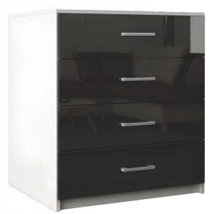 Komoda z szufladami MDF do sypialni salonu Lana Biała Szary Połysk 771732 Komoda z szufladami MDF do sypialni salonu Lana Biała Szary Połysk 771732
