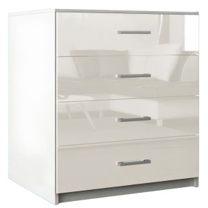 Komoda z szufladami MDF do sypialni salonu Lana Biała Wanilia Połysk 771724 Komoda z szufladami MDF do sypialni salonu Lana Biała Wanilia Połysk 771724
