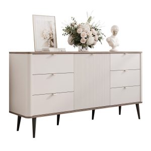 Komoda z szufladami NAVANI 160 cm kaszmir/orzech 704738 Komoda z szufladami NAVANI 160 cm kaszmir/orzech 704738