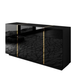 Komoda z szufladami ONYX czarny połysk 158 cm PUSH OPEN 90058 Komoda z szufladami ONYX czarny połysk 158 cm PUSH OPEN 90058