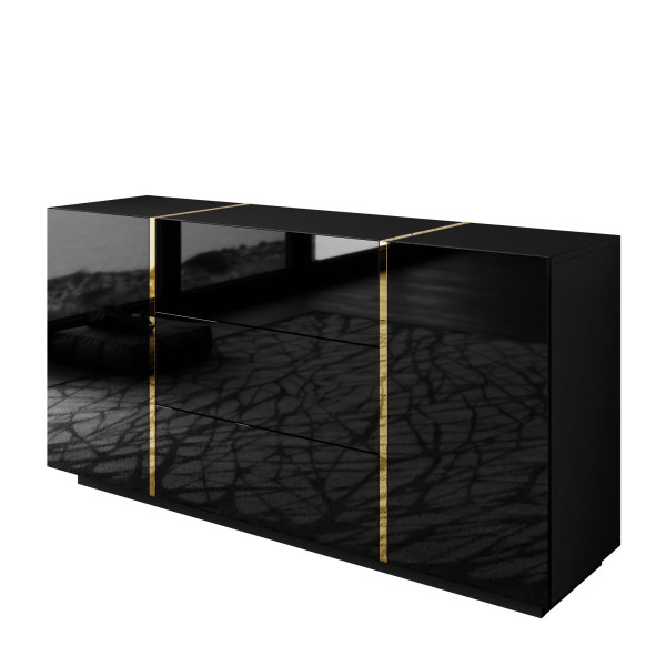 Komoda z szufladami ONYX czarny połysk 158 cm PUSH OPEN 90058