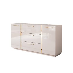 Komoda z szufladami ONYX kaszmir wysoki połysk 158 cm, z uchwytami 858858 Komoda z szufladami ONYX kaszmir wysoki połysk 158 cm, z uchwytami 858858