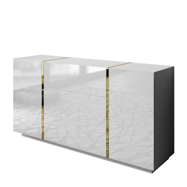 Komoda z szufladami ONYX wysoki połysk 158 cm biała 79359