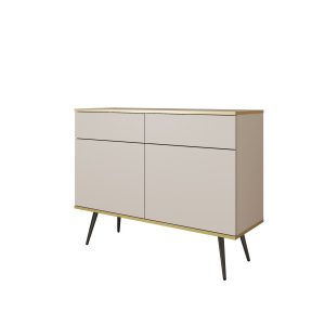 Komoda z szufladami ORINO 107cm beż ze złotymi detalami/czarne nóżki 551605 Komoda z szufladami ORINO 107cm beż ze złotymi detalami/czarne nóżki 551605