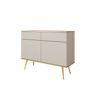 Komoda z szufladami ORINO 107cm beż ze złotymi detalami/złote nóżki 551591 Komoda z szufladami ORINO 107cm beż ze złotymi detalami/złote nóżki 551591