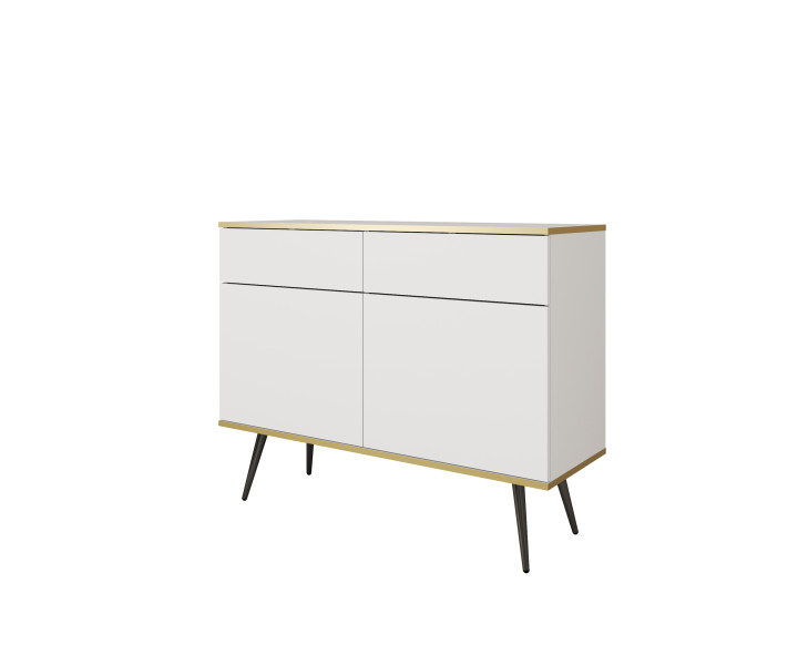 Komoda z szufladami ORINO 107cm biały ze złotymi detalami/czarne nóżki 551593