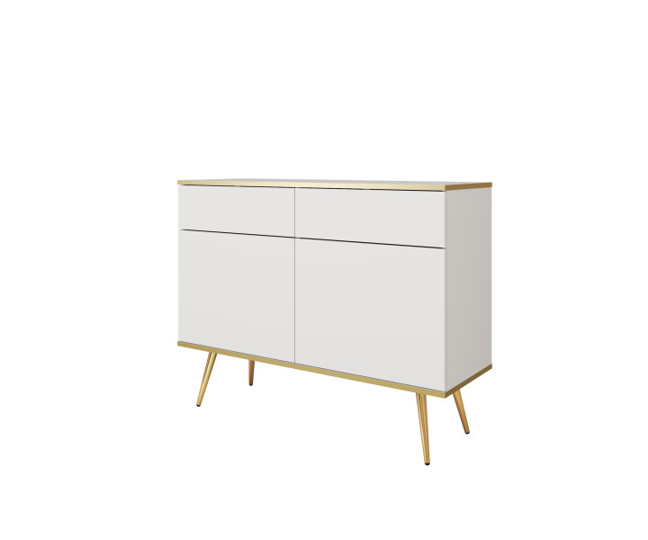 Komoda z szufladami ORINO 107cm biały ze złotymi detalami/złote nóżki 551590