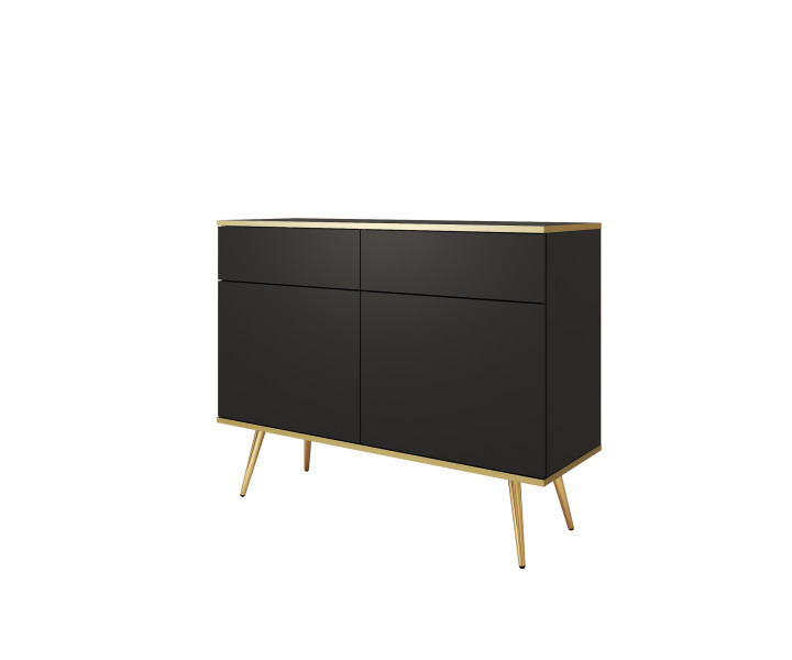 Komoda z szufladami ORINO 107cm czarny ze złotymi detalami/złote nóżki 551606