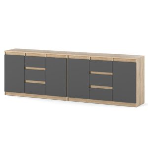 Komoda z szufladami szafka 240cm meblościanka sonoma szary 595288 Komoda z szufladami szafka 240cm meblościanka sonoma szary 595288