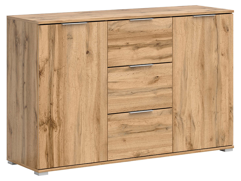 Komoda Zele 135 cm z 2 drzwiami i 3 szufladami dąb wotan 37277