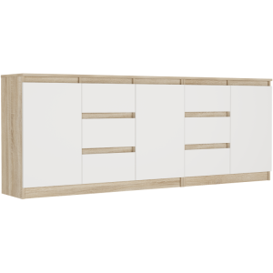 Komoda zestaw 200cm 6 szuflad 3 drzwi FRAMIRE R-200-S6 sonoma mix bialy 946971