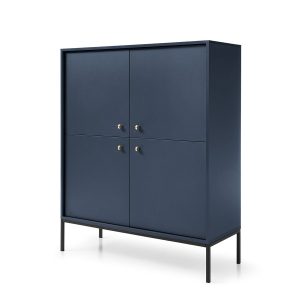 Komoda złote uchwyty czarny stelaż MOLLY 104 cm Granatowa 330277 Komoda złote uchwyty czarny stelaż MOLLY 104 cm Granatowa 330277