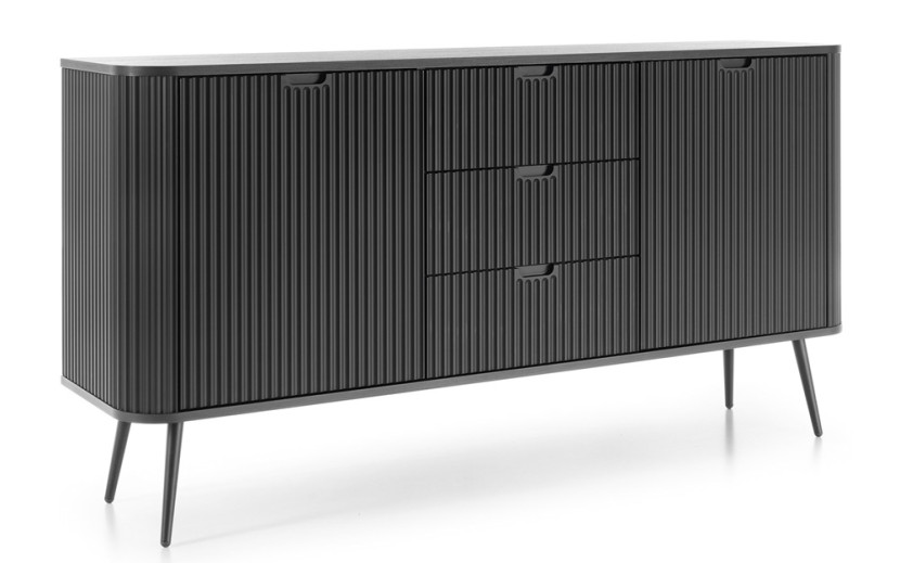 Komoda Zoja frezowana KSZ168 - czarna + n. czarne 325523