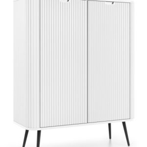 Komoda Zoja wysoka frezowana K103 – biała + n. czarne 325509 Komoda Zoja wysoka frezowana K103 – biała + n. czarne 325509