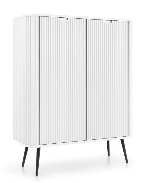 Komoda Zoja wysoka frezowana K103 - biała + n. czarne 325509