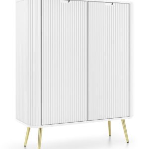 Komoda Zoja wysoka frezowana K103 – biała + n. złote 325501 Komoda Zoja wysoka frezowana K103 – biała + n. złote 325501