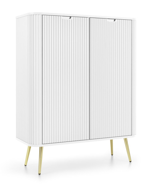 Komoda Zoja wysoka frezowana K103 - biała + n. złote 325501
