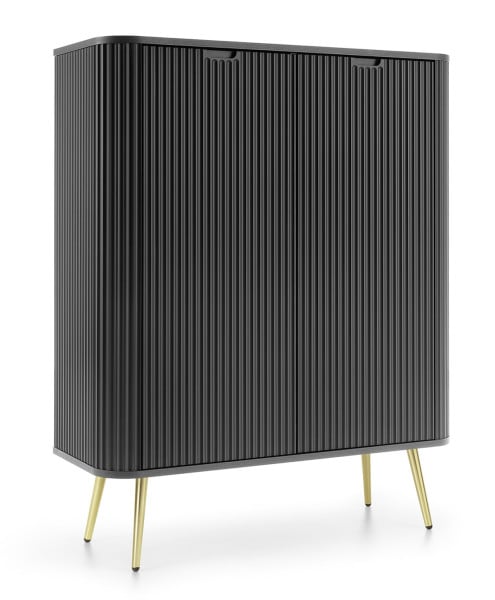 Komoda Zoja wysoka frezowana K103 - czarna + n. złote 325508
