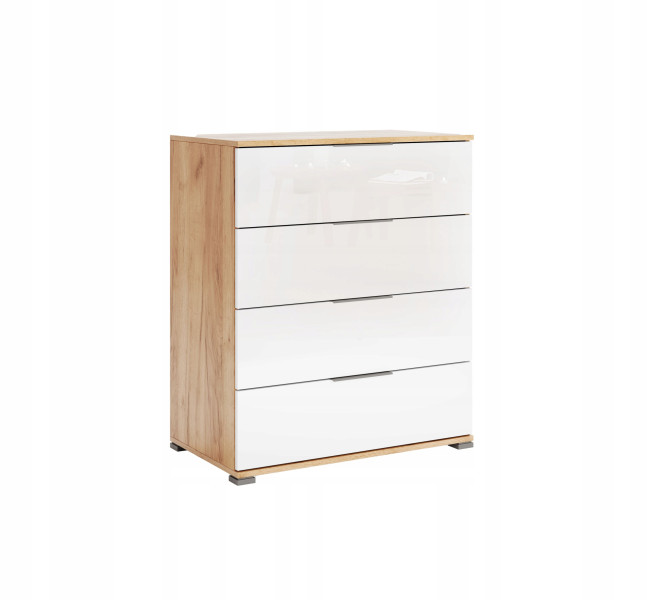 Komody Dąb Craft Biały Połysk Lakier z Szufladami 300379