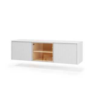 Kompaktowa szafka RTV wisząca LIBA 147 cm LED Biały Jedwab 1078365 Kompaktowa szafka RTV wisząca LIBA 147 cm LED Biały Jedwab 1078365