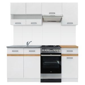 Komplet kuchenny Junona Line 170 cm biały połysk z blatem 21706 Komplet kuchenny Junona Line 170 cm biały połysk z blatem 21706