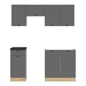 Komplet kuchenny Junona Line 170 cm grafitowy z blatem 432723 Komplet kuchenny Junona Line 170 cm grafitowy z blatem 432723