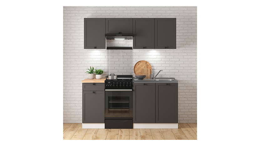 Komplet kuchenny Junona Line 170 cm grafitowy z blatem 164496