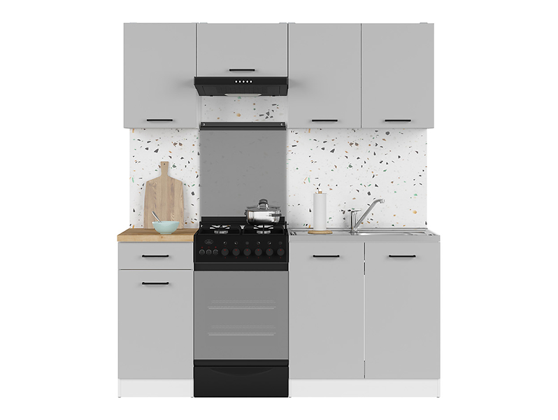 Komplet kuchenny Junona Line 170 cm jasny szary połysk z blatem 165184