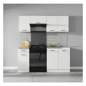 Komplet kuchenny Junona Line 170 cm kredowy połysk z blatem 168822 Komplet kuchenny Junona Line 170 cm kredowy połysk z blatem 168822