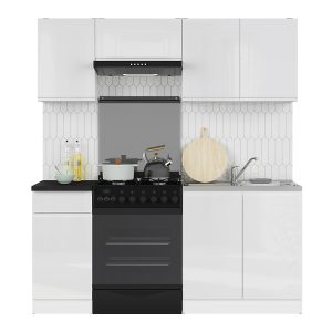 Komplet kuchenny Junona Line 180 cm biały połysk bez blatu 738608 Komplet kuchenny Junona Line 180 cm biały połysk bez blatu 738608