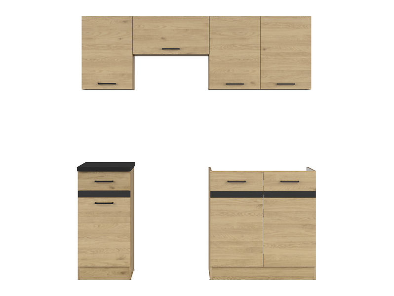 Komplet kuchenny Junona Line 180 cm dąb bernstein z blatem 281142