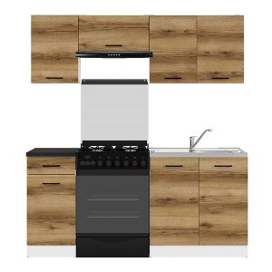 Komplet kuchenny Junona Line 180 cm dąb delano jasny z blatem 155024 Komplet kuchenny Junona Line 180 cm dąb delano jasny z blatem 155024