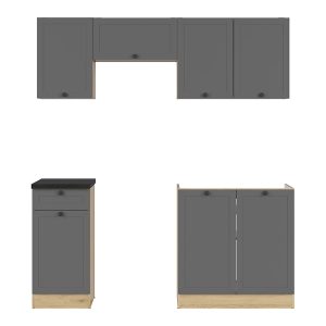 Komplet kuchenny Junona Line 180 cm grafitowy z blatem 432724 Komplet kuchenny Junona Line 180 cm grafitowy z blatem 432724
