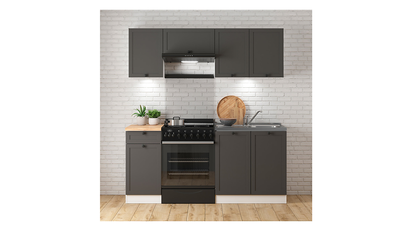 Komplet kuchenny Junona Line 180 cm grafitowy z blatem 164497
