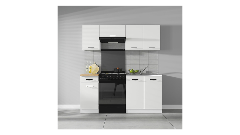 Komplet kuchenny Junona Line 180 cm kredowy połysk z blatem 168823