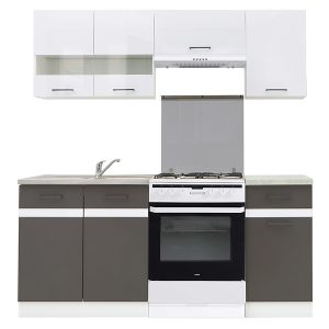 Komplet kuchenny Junona Line 180 cm z blatem biało-szary 38657 Komplet kuchenny Junona Line 180 cm z blatem biało-szary 38657