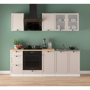 Komplet kuchenny Junona Line 220 cm biały/uni kaszmir bez blatu 866403 Komplet kuchenny Junona Line 220 cm biały/uni kaszmir bez blatu 866403