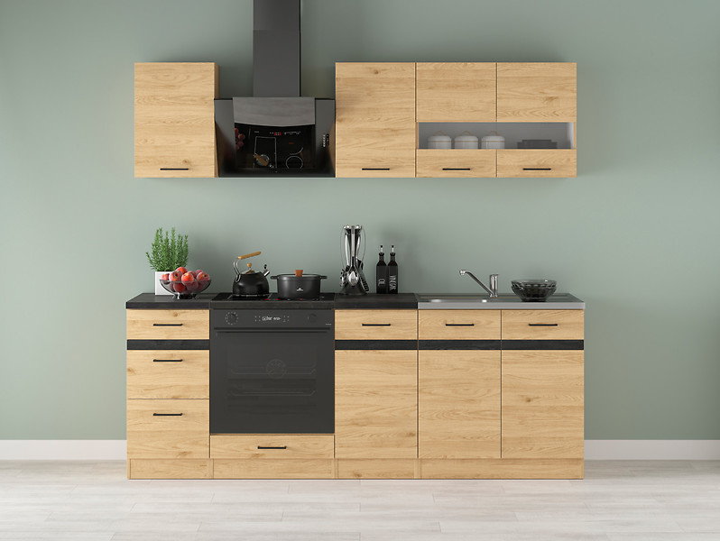 Komplet kuchenny Junona Line 220 cm dąb bernstein 653216