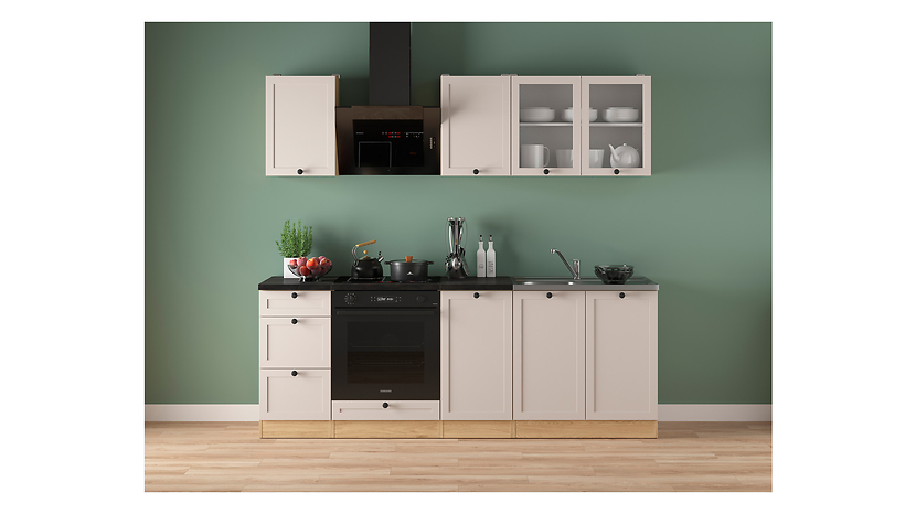 Komplet kuchenny Junona Line 220 cm dąb bernstein/uni kaszmir bez blatu 866404