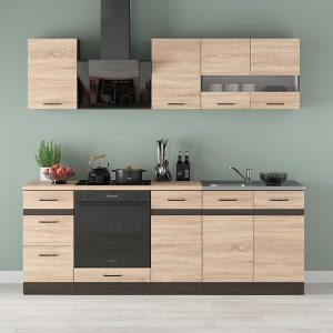 Komplet kuchenny Junona Line 220 cm dąb somona z blatem 659570 Komplet kuchenny Junona Line 220 cm dąb somona z blatem 659570