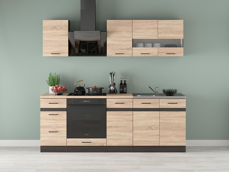 Komplet kuchenny Junona Line 220 cm dąb somona z blatem 659570