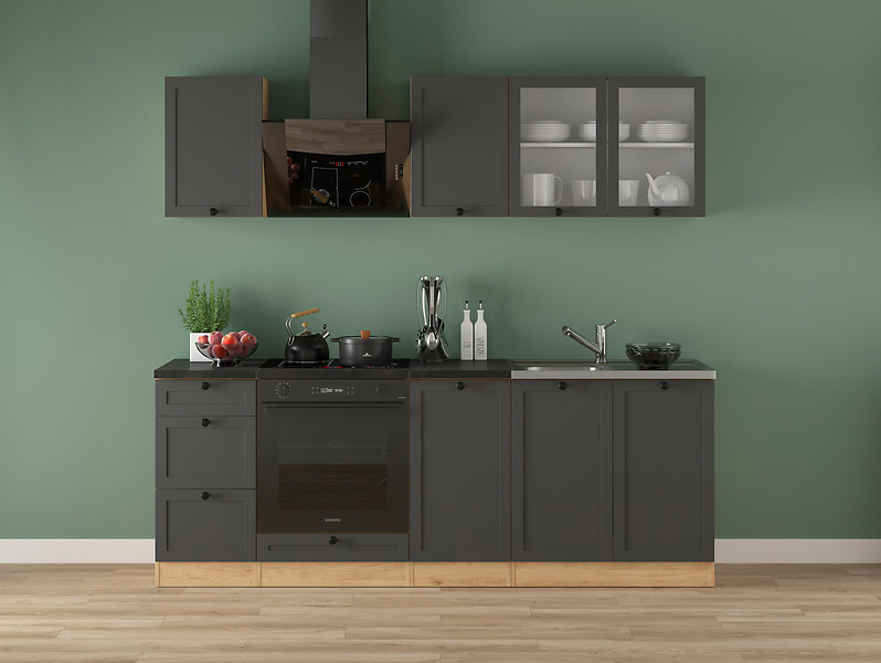 Komplet kuchenny Junona Line 220 cm grafitowy z blatem 659569